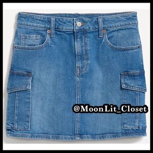Old Navy Mid-Rise OG Jean Mini Skirt Plus Size 16 “Medium Wash Cargo”